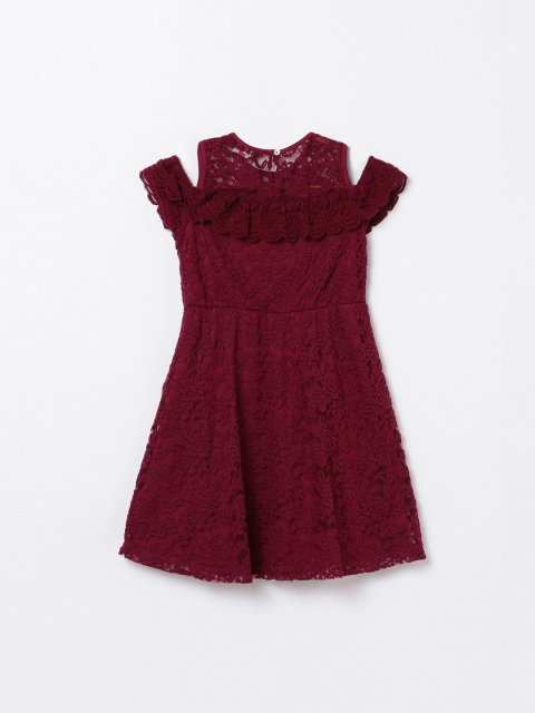 

Pretty Me by Fame Forever Girls Burgundy Lace A-Line Dress