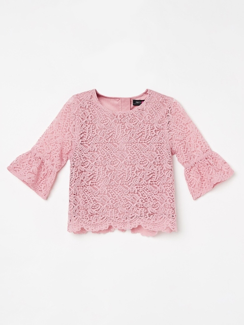 

Pretty Me by Fame Forever Girls Pink Self Designed Regular Top