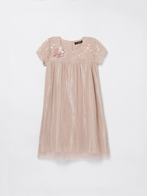 

Pretty Me by Fame Forever Girls Beige Self Designed A-Line Dress