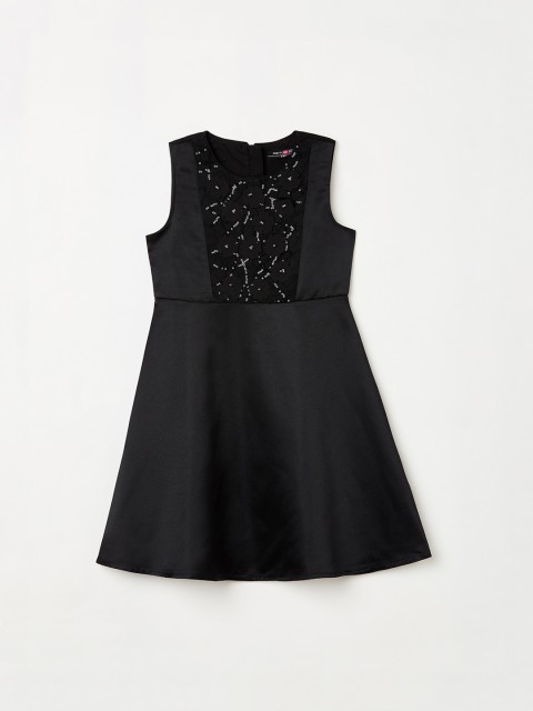 

Pretty Me by Fame Forever Girls Black & Silver Sequined Embellished A-Line Dress