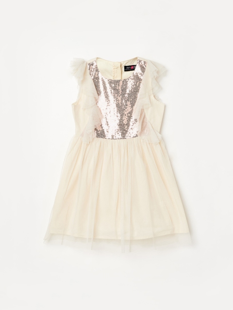 

Pretty Me by Fame Forever Girls Cream-Coloured Embellished Net Dress