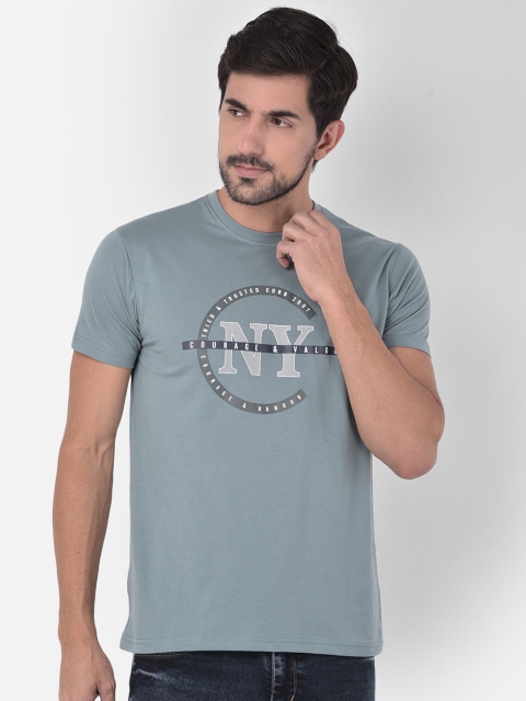 

COBB Men Blue & Grey Typography Printed T-shirt