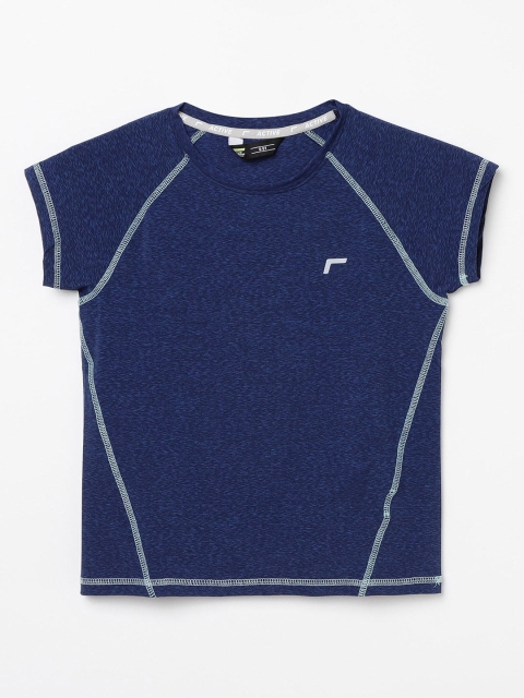 

Fame Forever Active Girls Navy Blue Self Designed T-shirt