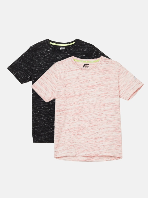 

Fame Forever Active Boys Pack of 2 Black & Coral Self Design T-shirt