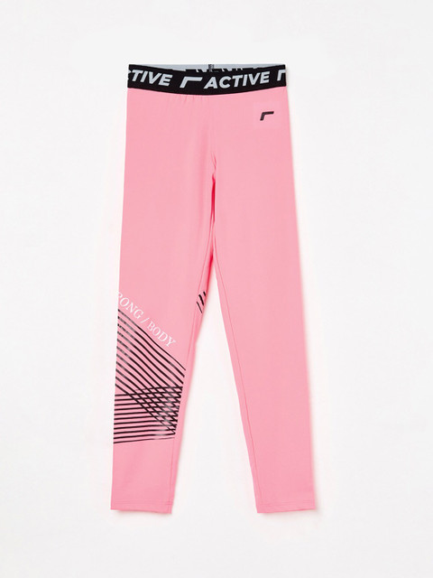 

Fame Forever Active Girls Pink & Black Printed Ankle Length Leggings