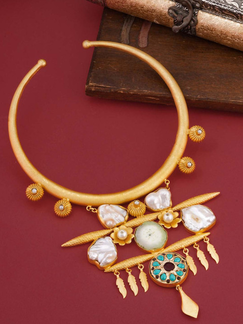 

Tistabene Women Gold-Toned & White Alloy Gold-Plated Open Necklace
