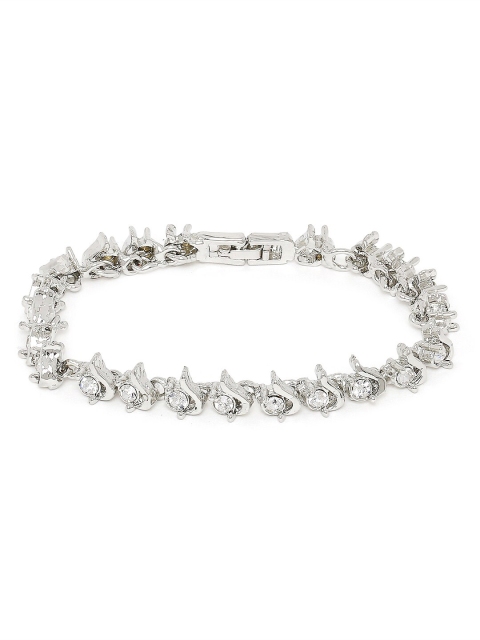 

Mahi Women Silver-Toned & White Crystals Rhodium-Plated Charm Bracelet