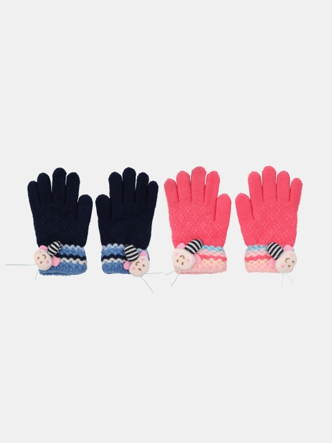 

FabSeasons Kids Pack Of 2 Patterned Gloves, Pink