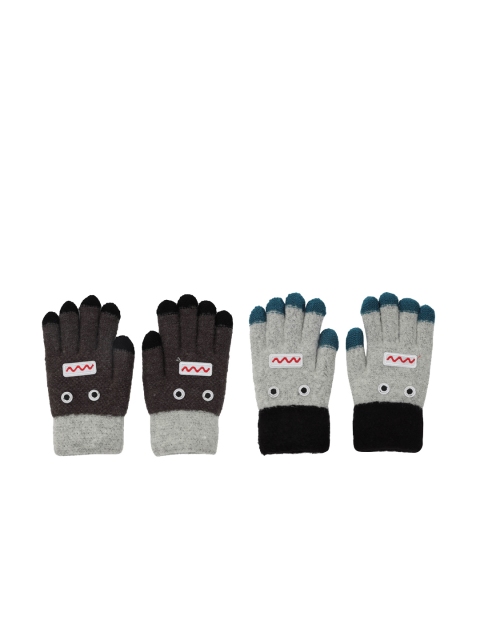 

FabSeasons Pack of 2 Kids Brown & Grey Acrylic Gloves