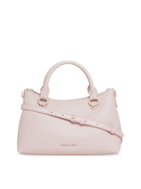 

CHARLES & KEITH Pink Textured PU Structured Handheld Bag