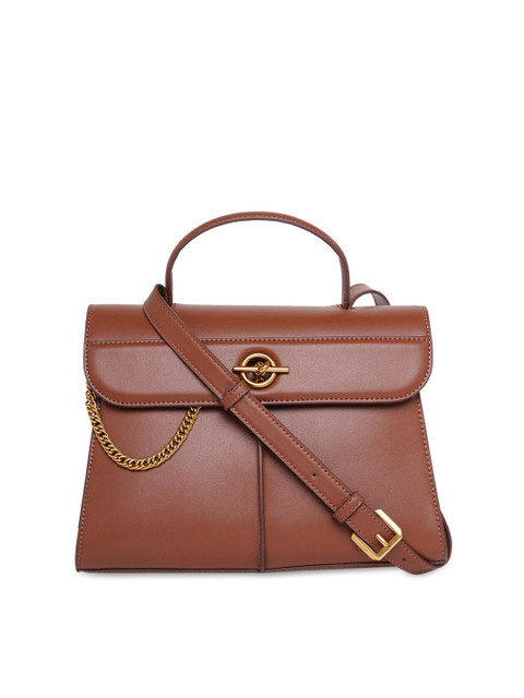 

CHARLES & KEITH Brown PU Structured Handheld Bag With Detachable Sling Strap