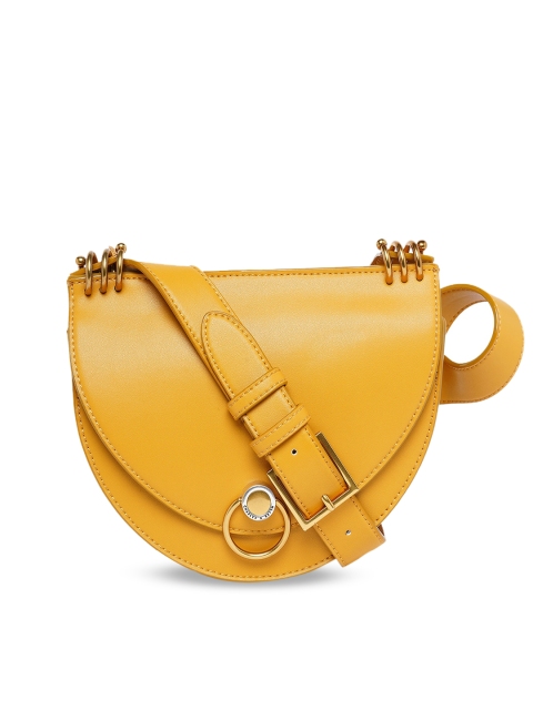 

CHARLES & KEITH Yellow PU Half Moon Sling Bag