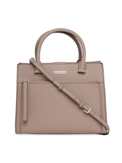 

CHARLES & KEITH Beige PU Structured Handheld Bag
