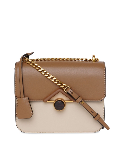 

CHARLES & KEITH Women Khaki & Beige Colourblocked Structured Sling Bag