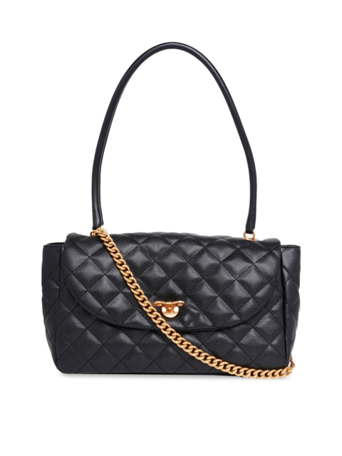 

CHARLES & KEITH Black Textured PU Structured Handheld Bag with Quilted