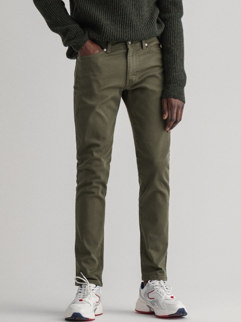 

GANT Men Green Slim Fit Solid Mid-Rise Jeans