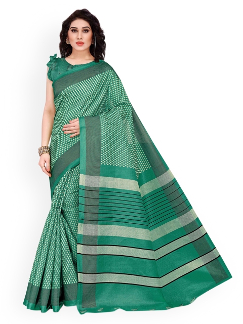 

KALINI Green & Off White Woven Design Manipuri Designer Art Silk Saree