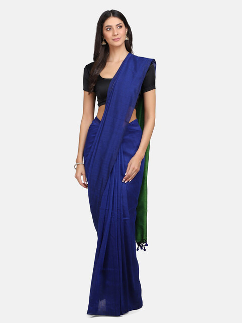 

Mirraw Blue & Green Pure Linen Saree