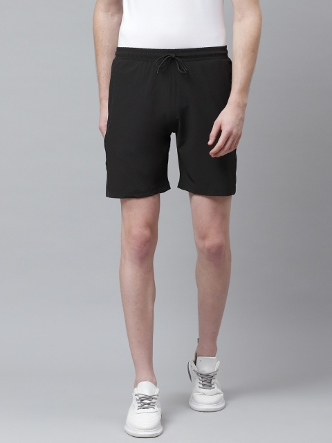 

FUAARK Men Black Solid Slim Fit Sports Shorts