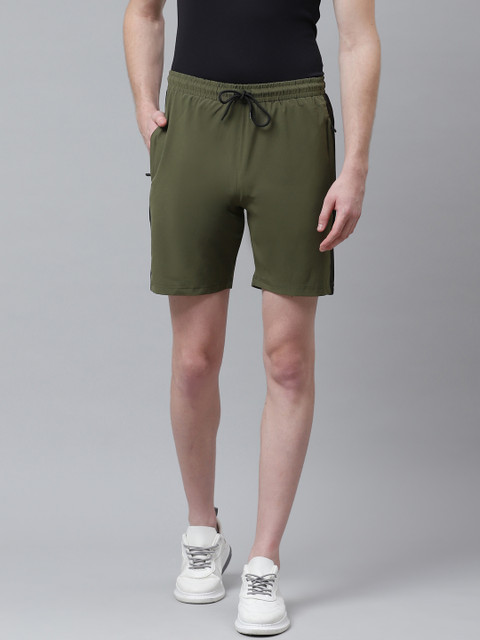 

FUAARK Men Olive Green Solid Slim Fit Sports Shorts