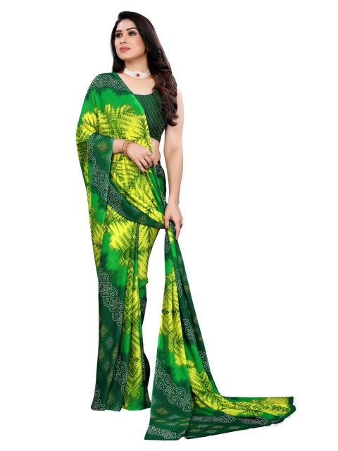 

KALINI Green & Lime Green Bandhani Saree
