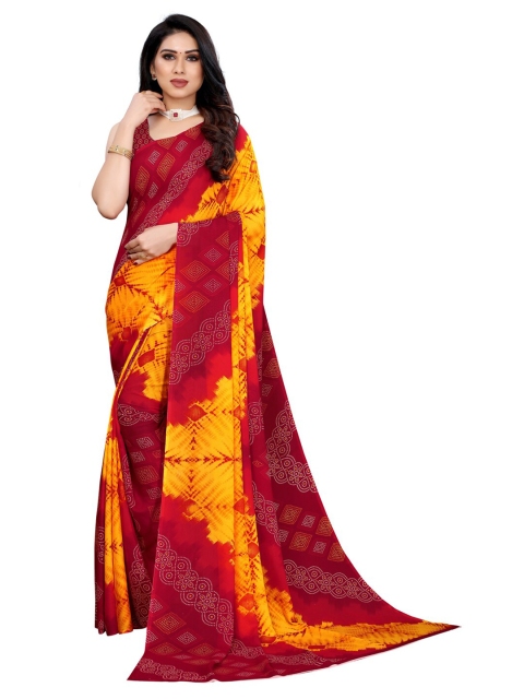 

KALINI Red & Orange Bandhani Saree