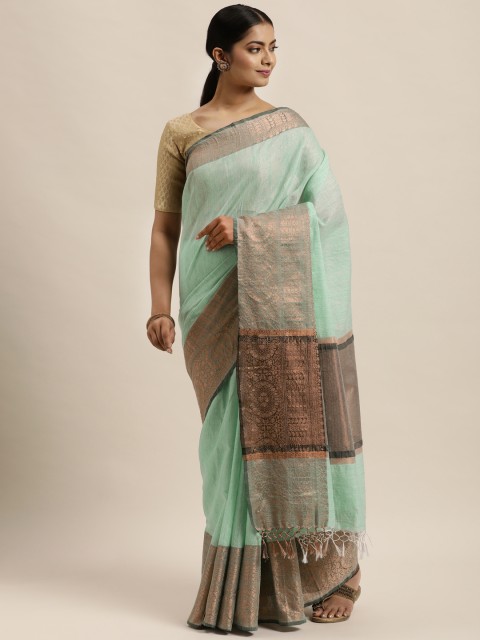 

aamna Green & Gold Tissue Banarasi Saree