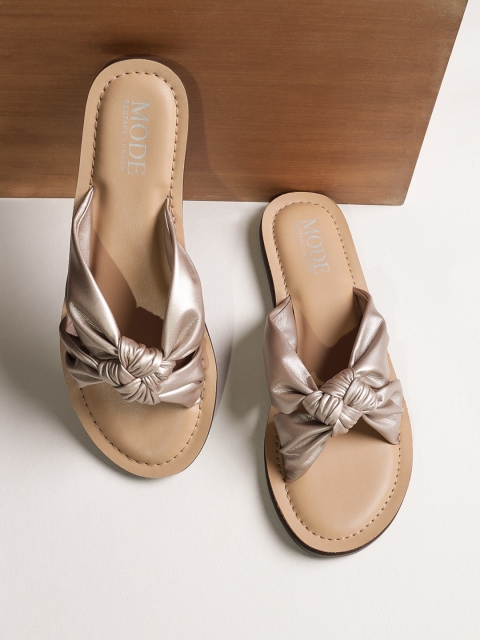

Mode by Red Tape Women Gold-Toned Open Toe Flats