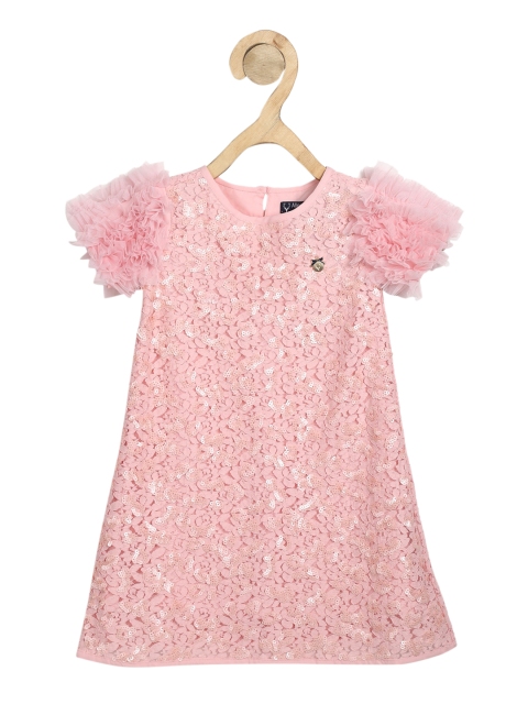 

Allen Solly Junior Girls Pink Mermaid Sequin Embellished A-Line Dress