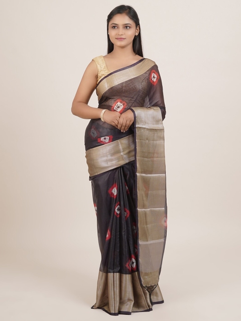 

Pothys Black & Red Bandhani Tissue Saree