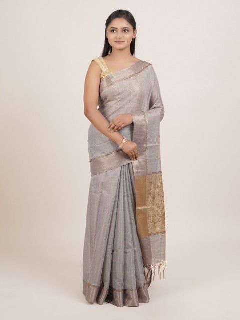 

Pothys Grey & Gold-Coloured Woven Design Tissue Saree