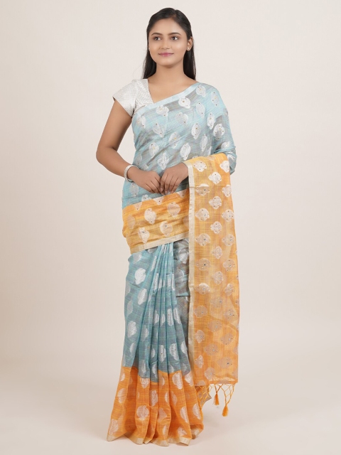 

Pothys Blue & Yellow Woven Design Saree