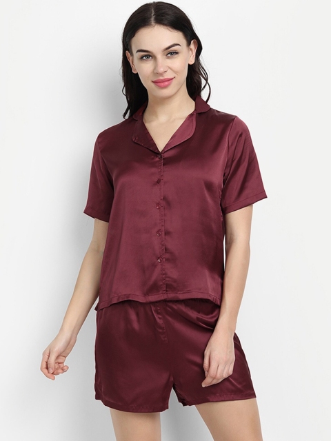 

IX IMPRESSION Women Maroon Night Suit