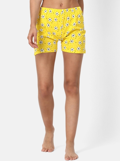 

V2 Value & Variety Women Mustard Printed High-Rise Regular Shorts