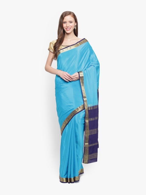 

Sudarshan Silks Blue & Gold-Toned Zari Pure Silk Mysore Silk Handloom Saree