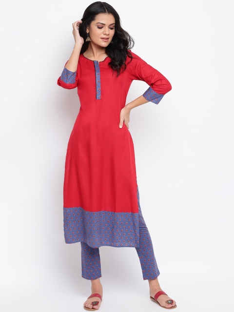 

IMARA Women Red Liva Kurta with Trousers