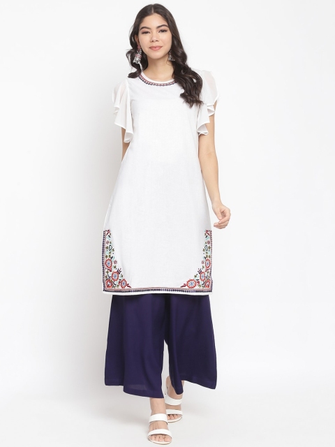 

IMARA Women Beige Printed Pure Cotton Kurti with Palazzos