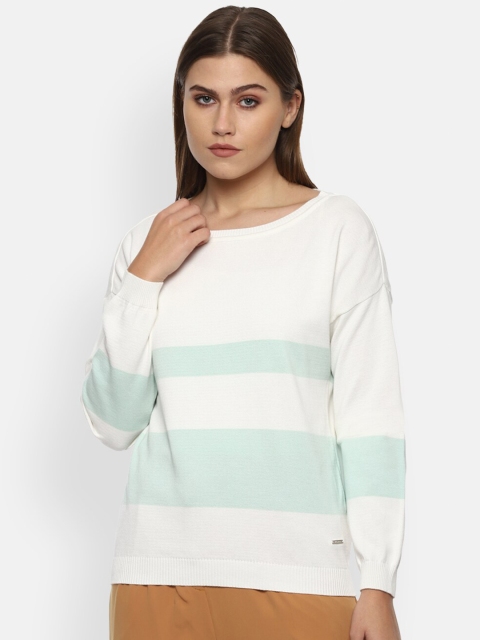 

Van Heusen Woman Women White & Blue Striped Pullover