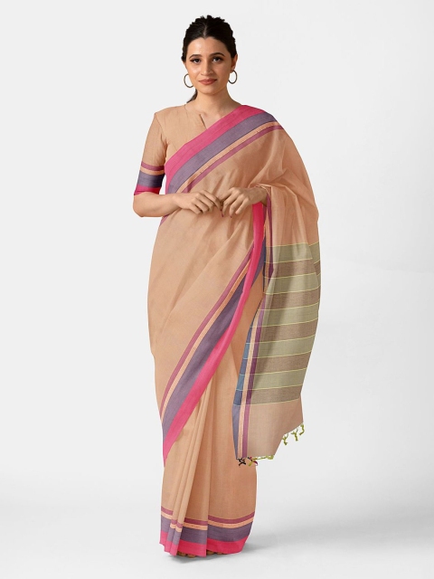 

Taneira Beige & Violet Pure Cotton Saree