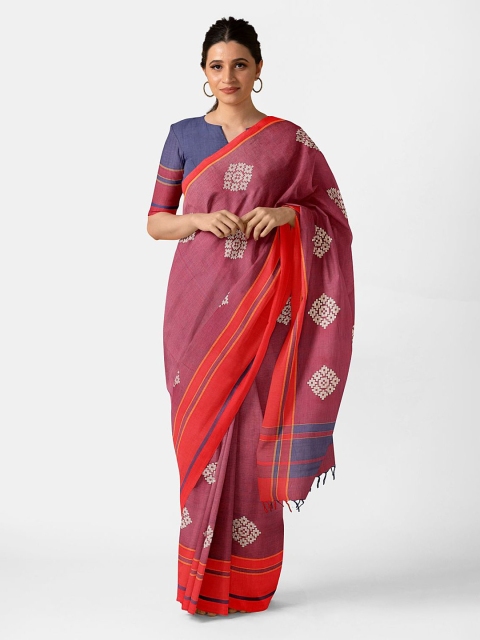 

Taneira Mauve & Red Pure Bihar Cotton Saree