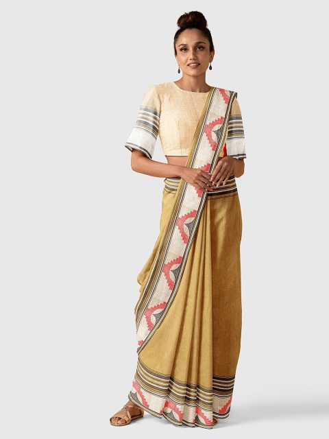 

Taneira Beige & Orange Pure Bihar Cotton Saree