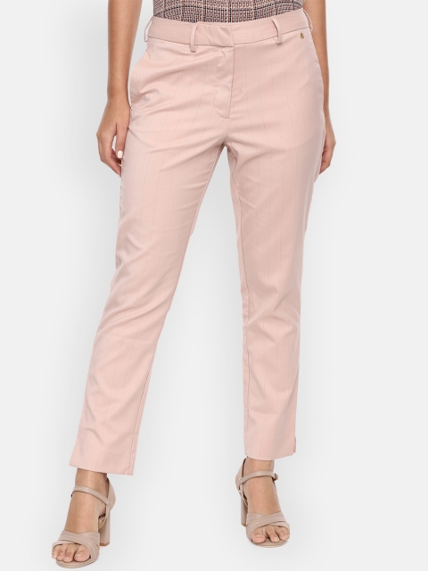 

Van Heusen Woman Women Pink Striped Slim Fit Trousers