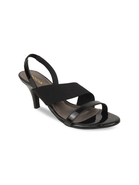 

Rocia Black Textured Slim Heeled Sandals