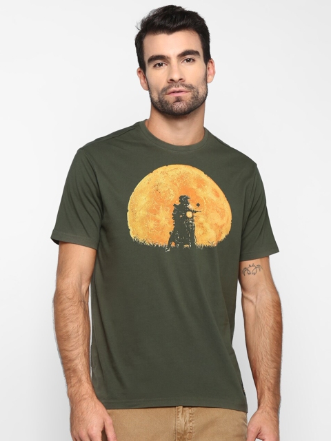 

Royal Enfield Men Olive Green Graphic Printed T-shirt