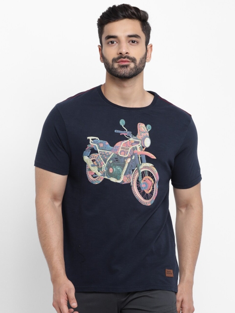

Royal Enfield Men Navy Blue Himalayan Printed T-shirt