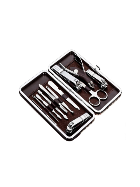 

iSWEVEN Unisex Brown Set of 12 Manicure & Pedicure Set With Portable Travel Case