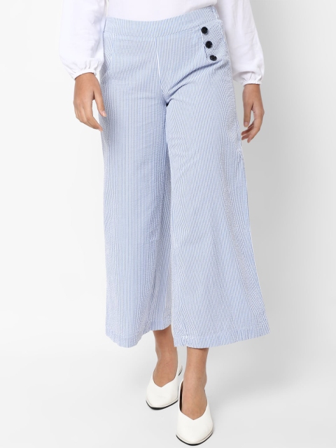 

Allen Solly Woman Women Blue Striped Culottes Trousers