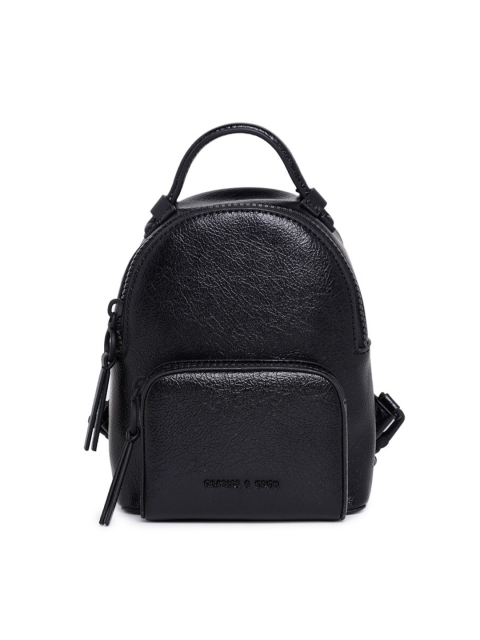 

CHARLES & KEITH Women Black Solid Leather Backpack