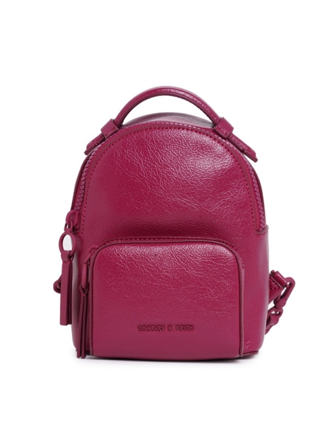 

CHARLES & KEITH Women Burgundy Textured Backpack