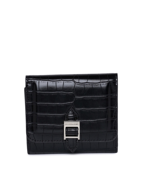 

CHARLES & KEITH Women Black Textured Three-Fold Wallet